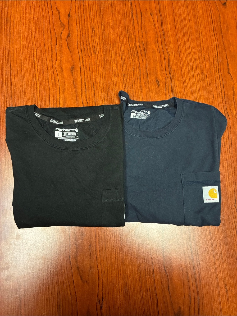 Lot of 2 Carhartt Short-Sleeve Pocket Tees in Black and Navy
